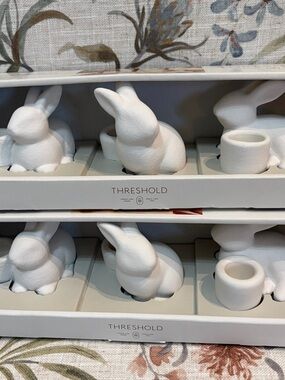 Threshold White Ceramic Bunny Taper Candle Holder( set of 6 )